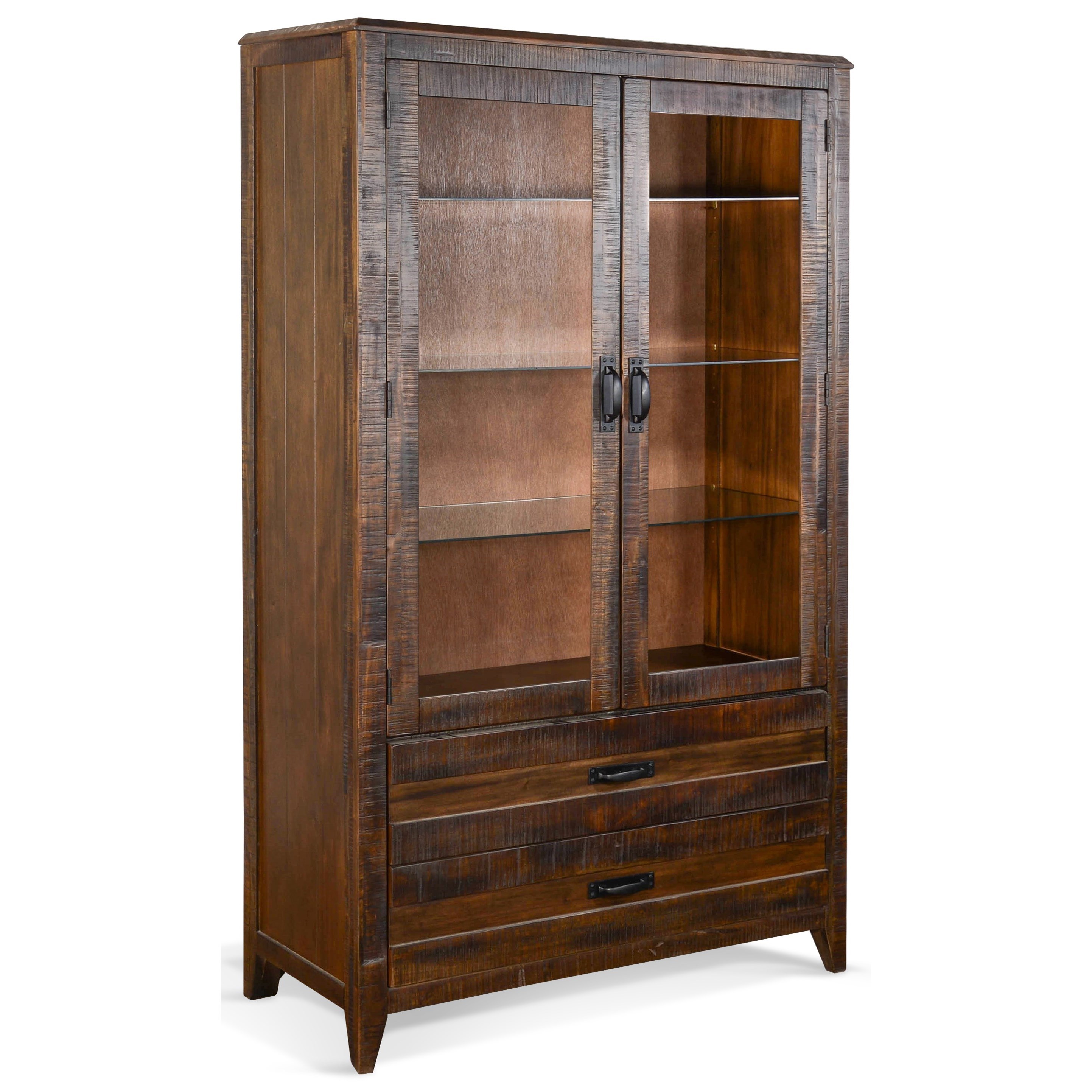 Sunny Designs Nassau Rustic Curio w/ Glass Shelves Powell's